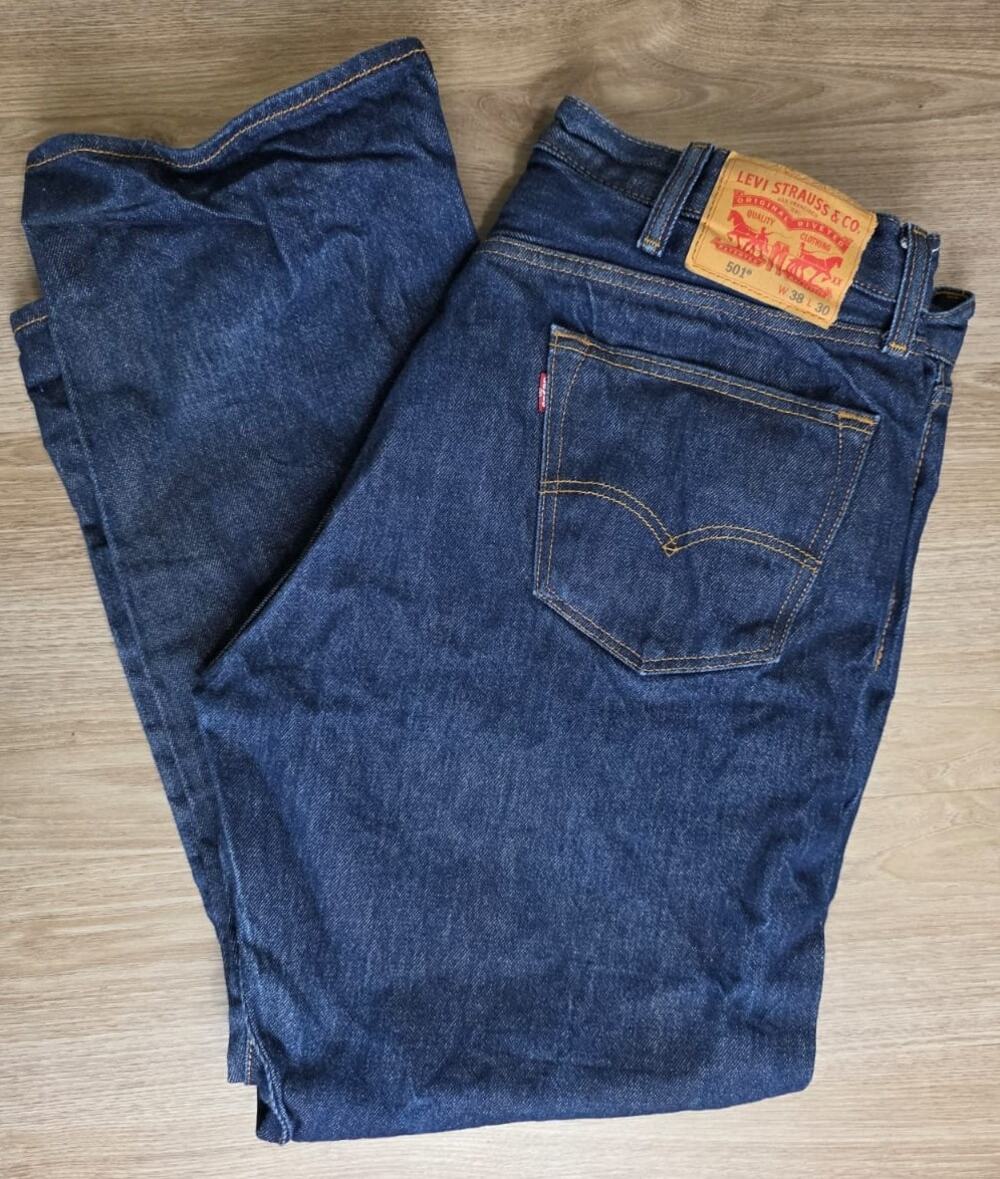 Levi's 501 Original Jeans Men's 38x30 Dark Wash Button Fly Straight Leg Denim
